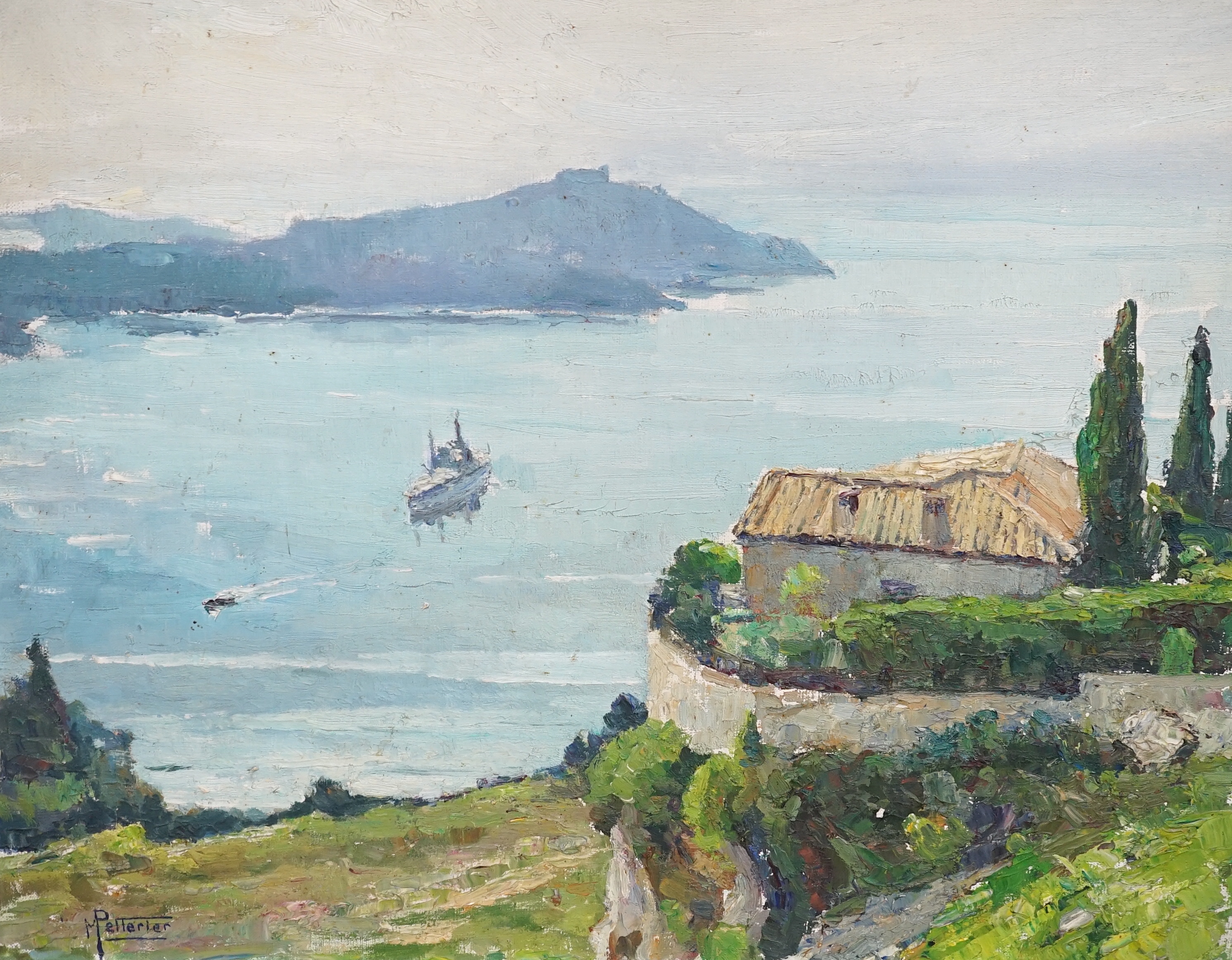 M. Peterier, oil on canvas, French coastal landscape, signed, 53 x 64cm